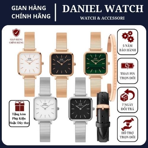 Đồng Hồ Nữ Daniel Welington Quadro Studio & Vòng Tay Classic Cuff V/ Dây Thay DW Chính Hãng - DANIEL