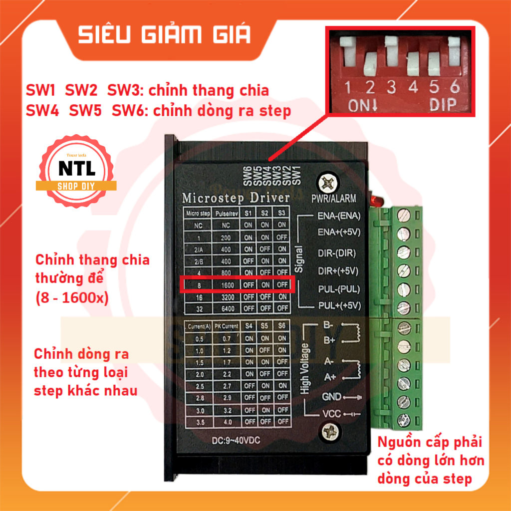 Driver DM556 4A, TB6600 4.5A cho máy CNC hoặc chạy step máy hàn cell