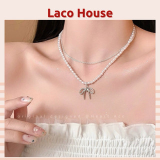 Dây chuyền nữ dáng layer 2 lớp mặt nơ ⋆౨ৎ˚⟡ ˖ ࣪ vòng cổ nữ cao cấp j180