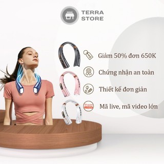  Quạt Mini Đeo Cổ 5 Tốc Độ Gió Mạnh Siêu Hot Quạt Tích Điện Không Cánh Pin Trâu Màn Hình Led Hiển Thị Thông Minh Tiện Lợi 