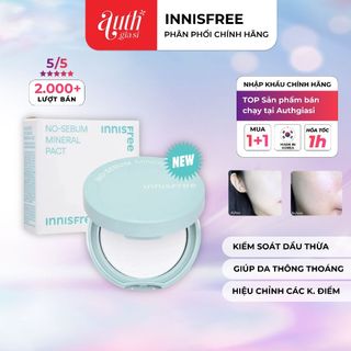 Phấn nén kiềm dầu Innisfree No Sebum Mineral Pact mịn da, giữ lớp makeup lâu trôi (NEW 2023)