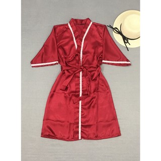 Freesize 40Kg-90Kg Áo choàng phối ren nhỏ gợi cảm, Áo choàng ngủ phi lụa mềm mát phối ren dễ thương nhiều màu