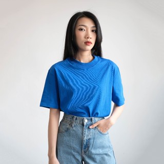 Áo Thun Over Size Nữ Xanh Dương, Áo Thun Form Rộng Nữ Chất Vải Cotton - The J Studio