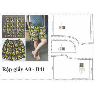 Rập quần đùi nam - Rập giấy in A0 mã B41 ( Bản vẽ) (BẢN VẼ)