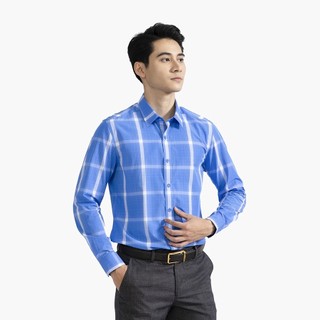 ÁO SƠ MI DÀI TAY NAM ARISTINO MÀU XANH KẺ TRẮNG - ALS40302