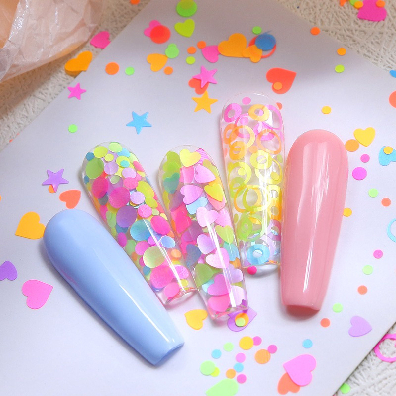 Sequin Nhủ Ẩn Neon Trang Trí Móng-Hủ Nhỏ