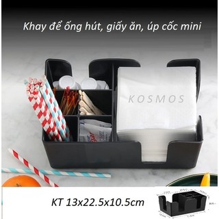 Khay úp cốc trà sữa mini - khay đựng ống hút , giấy ăn mica, ống cắm thìa dĩa