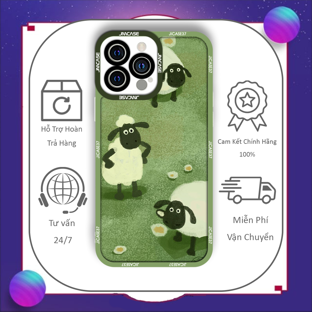 Ốp lưng iphone cạnh vuông Jicase cừu dễ thương cute