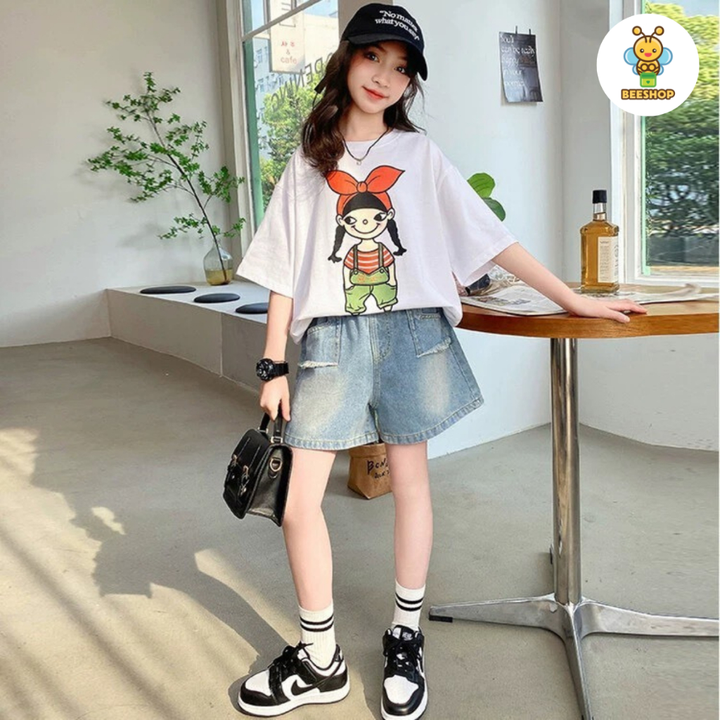 Quần sooc jean cho bé gái size đại BEESHOP H24115