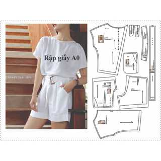 Rập giấy set quần short và áo tay liền mã 1244 (BẢN VẼ)