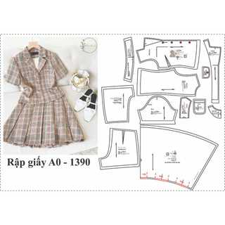 Rập giấy set váy xòe áo cổ danton mã 1390 (BẢN VẼ)