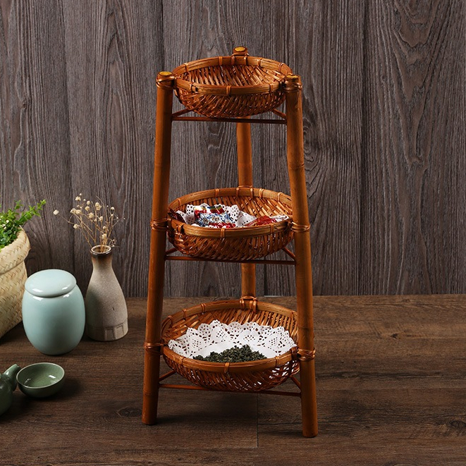 Kệ tre tầng, Kệ đựng hành tỏi, đồ khô tiện dụng chắc chắn LŨY TRE.