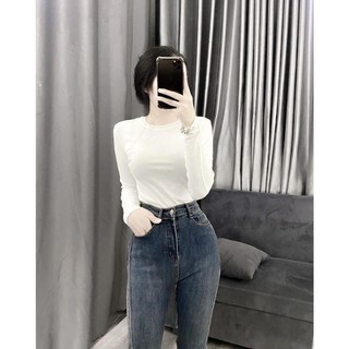 Áo thun nữ Croptop chất len tăm co giãn Basic sang chảnh thời thượng CRT14