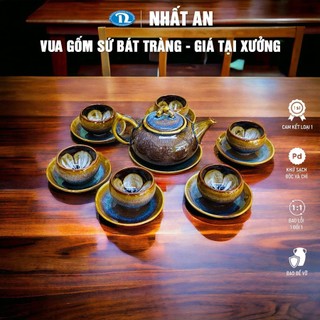 Bộ ấm chén hỏa biến ánh tím Bộ ấm trà Bộ bình trà Bộ bình nước hỏa biến gốm sứ cao cấp Bát Tràng