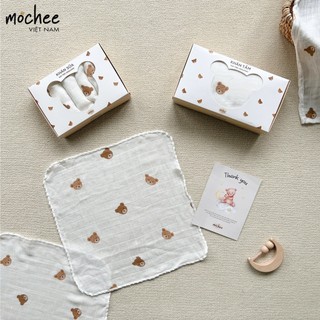 Hộp 6 khăn sữa sợi tre mochee 30x30cm, chất mềm mại, thấm hút
