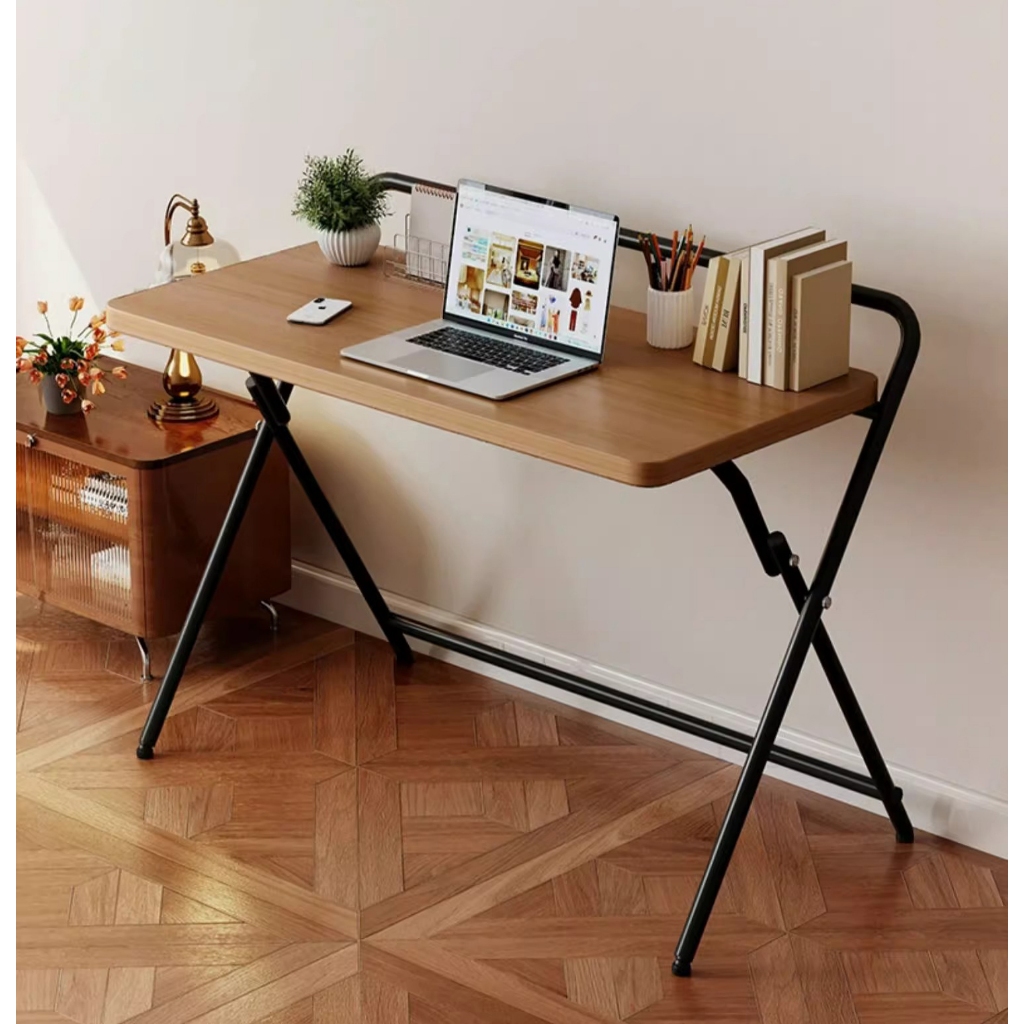 Bàn làm việc, bàn học gấp gọn thông minh mặt gỗ chân sắt decor phòng thương hiệu IGA- GM139