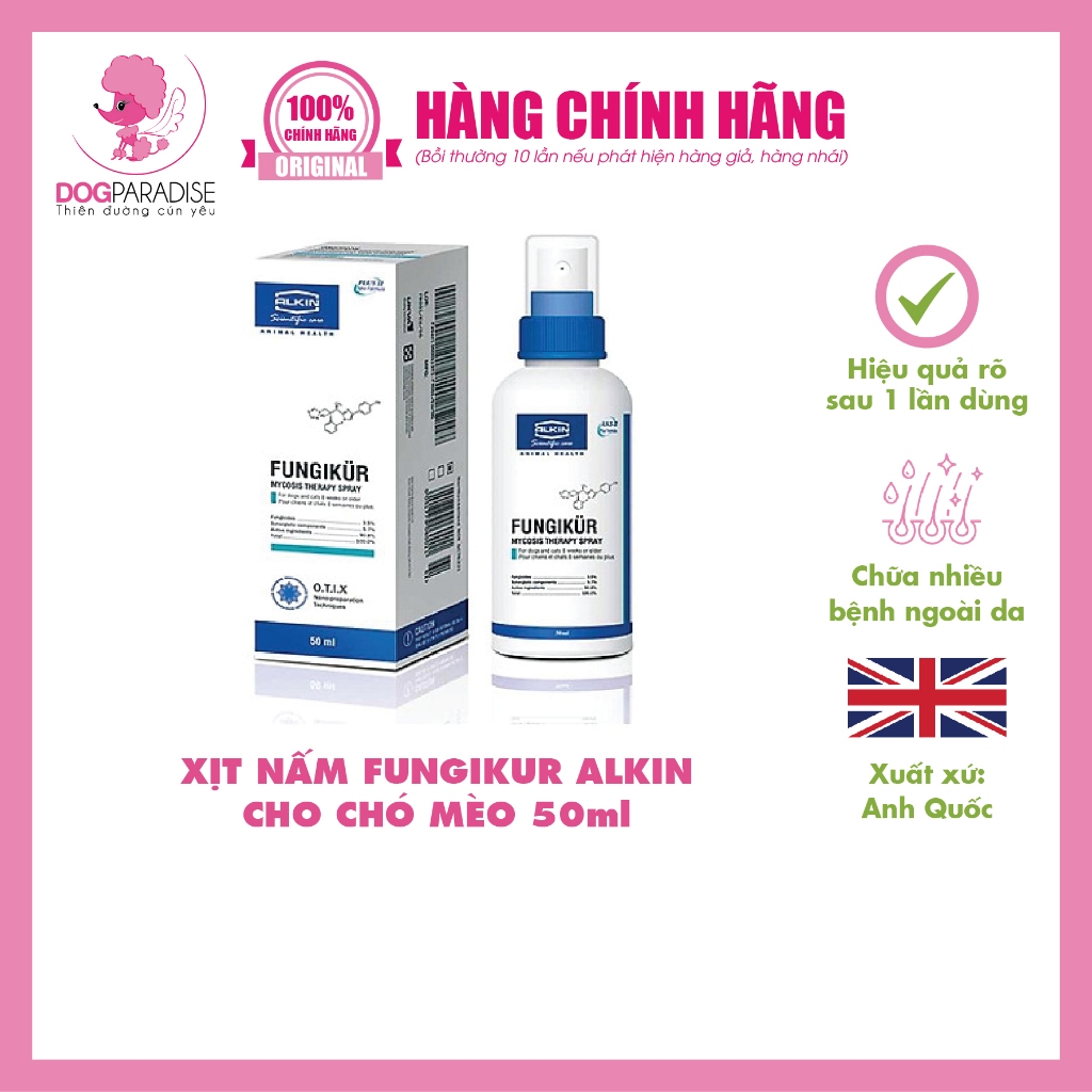 Xịt Nấm Fungikur Alkin cho chó mèo 50ml - Dogparadise