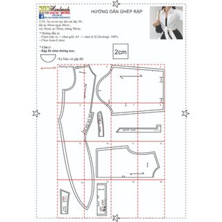 Rập Giấy A0 may áo sơ mi cột nơ mã 1134- (BẢN VẼ)