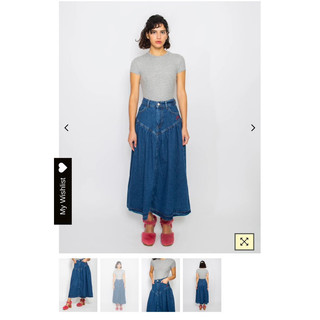 Chân váy midi denim thêu BDG