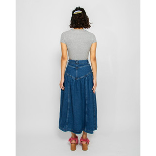 Chân váy midi denim thêu BDG