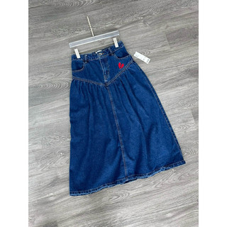 Chân váy midi denim thêu BDG