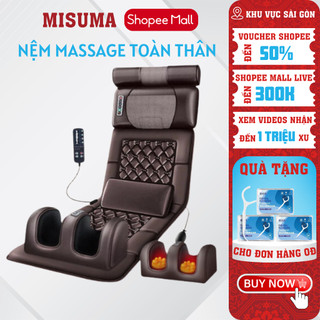 Đệm Massage toàn thân MISUMA đệm kèm gối xông thảo mộc, massage cổ vai gáy và massage chân, nệm massage toàn thân