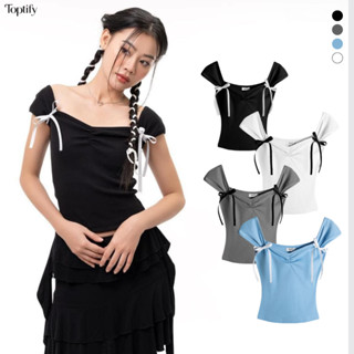 Áo croptop nữ hai dây nhún ngực TOPTIFY cột nơ ruy băng Fairy Ribbon Cami Croptop AC118