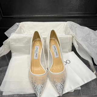 Giày Cao Gót Nữ Jimmy Cho Mũi Đính Đá Bling Sang Chảnh Hàng Cao Cấp Fullbox