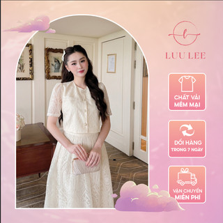 Set váy tiểu thư màu be tôn dáng tôn da, áo croptop phối chân váy dáng dài che khuyết điểm thiết kế by LUU LEE LV380