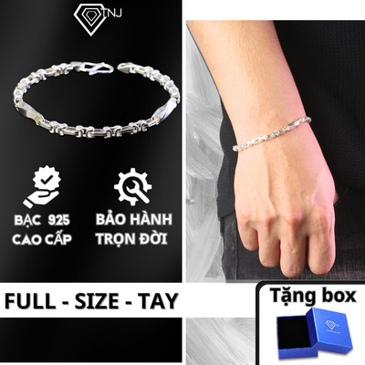 Lắc tay bạc nam mắt xích độc đáo mix đốt xoắn, vòng tay nam bạc 925 phong cách basic cá tính LTA0153 - Trang Sức TNJ