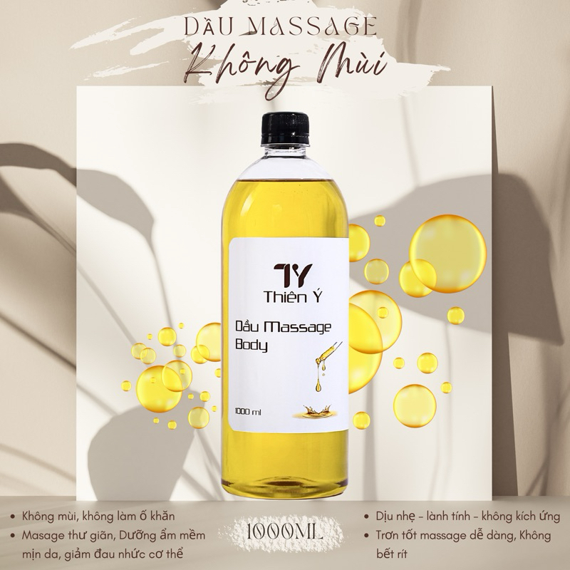 Dầu Massage Không Mùi, Tinh Dầu massage thư giãn dưỡng ẩm & làm mềm mịn da, Dầu chuyên dụng cho Spa,TMV - chai 1000ml