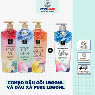 COMBO Dầu gội Elastine hương nước hoa và Dầu xả Elastine Pure Breeze 1000ml
