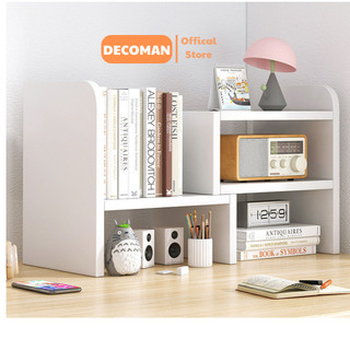 Kệ giá sách mini gỗ MDF trang trí decor để bàn học làm việc tùy chỉnh kích thước đa năng đựng đồ sách vở DECOMAN - H07