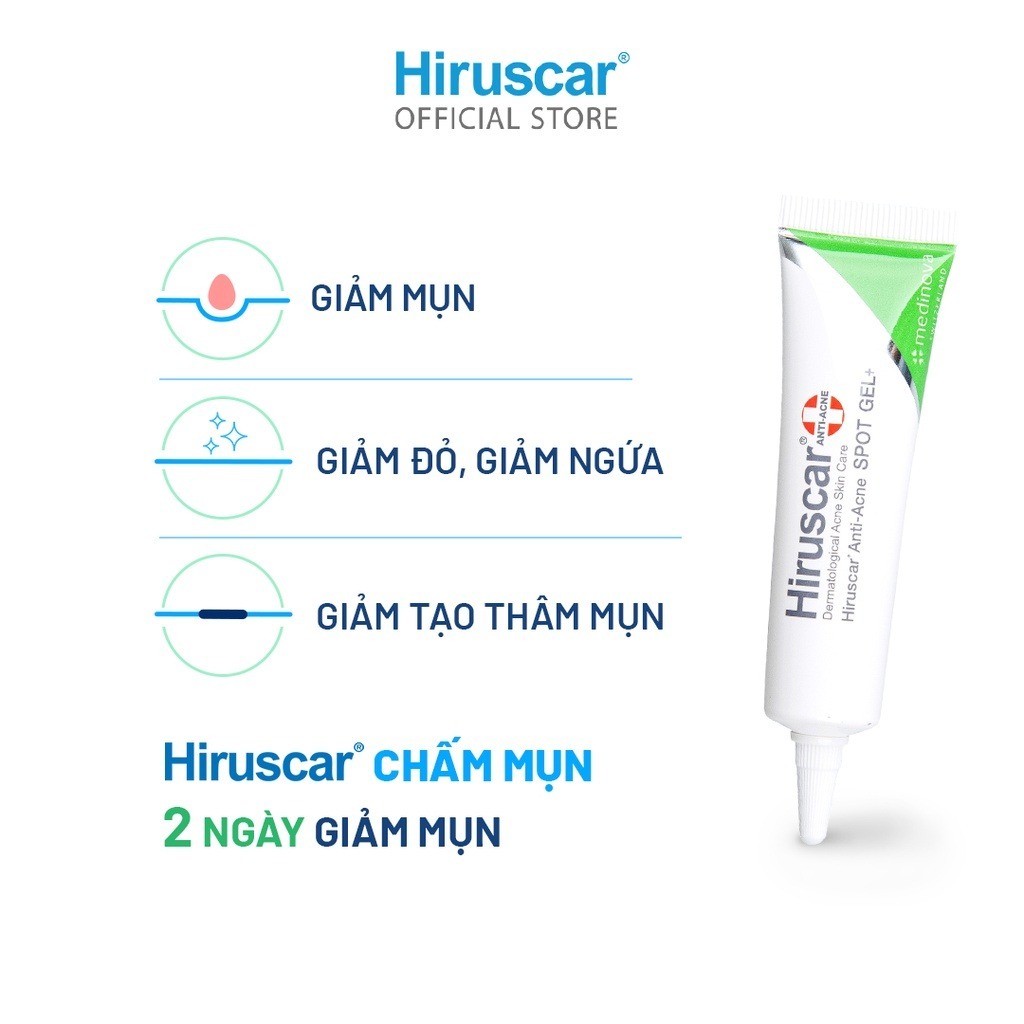 Bộ Gel Chấm Mụn Anti-Acne Spot 10g và Gel Làm Mờ Sẹo Mụn, Thâm Mụn Hiruscar Post Acne 5g/10g