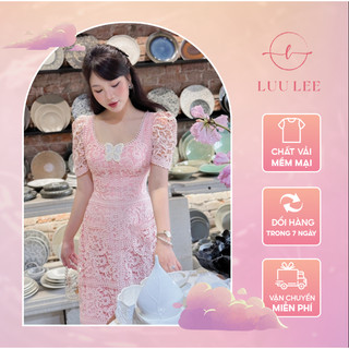 Váy ren nữ dự tiệc màu hồng baby phong cách sang chảnh hàng cao cấp thiết kế by LUU LEE LV377