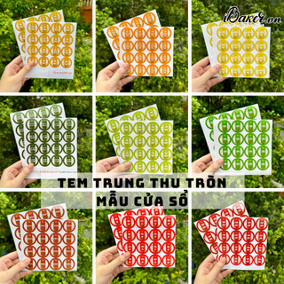 Tem nhân trung thu, tem decal tròn Mẫu Cửa Sổ