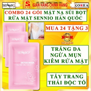 COMBO 24 GÓI mặt nạ sủi bọt thải độc tố Sennio hàn quốc chính hãng kiêm sữa rửa mặt trắng da ngừa mụn kiềm dầu nhờn tốt