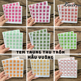 Tem nhân trung thu, tem decal vuông, tem dán