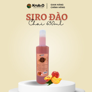 Siro đào Krub.O nguyên liệu pha chế trà sữa đồ uống trà đào hoa quả cà phê chai 580ml