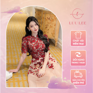 Váy Thiết Kế Ren Hoa Hồng Đính Kết Hoa Leo Tinh Tế, Tôn Dáng, Sang Chảnh Thiết Kế By LUU LEE LV91