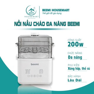 Nồi Nấu Cháo Đa Năng Beemi Nhiều Chế Độ - Nồi Nấu Cách Thủy Nấu Đồ Ăn Dặm Cho Bé Tặng Kèm Thố Sứ Xửng Hấp