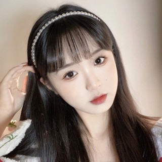 Bờm băng đô cài tóc ngọc trai, bờm màu đen cá tính