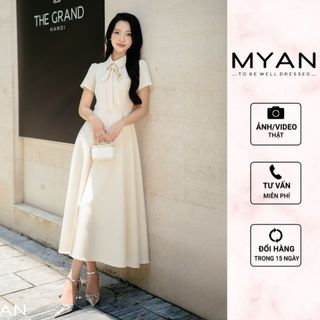 Myan design váy dài cộc tay thắt nơ vvn062406
