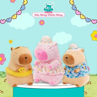 Gấu bông capybara đi biển Gấu Bông Online thú nhồi bông capybara bãi biển đeo phao mặc áo hawaii