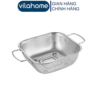 Rổ rá lưới inox có tai vilahome, khay lưới vuông 22.5cm mắt lưới 2.5mm đựng rau củ quả, đồ chiên rán