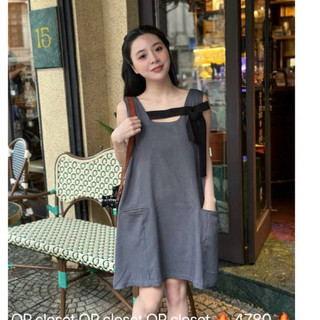 Váy xuông ghi nơ đen 4780 Xinh xỉu nun Chất nhẹ tênh, mát lịmmm ý Size sm