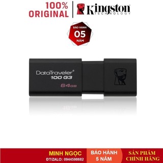 USB Kingston 64GB 3.0 DataTraveler 100 G3 – DT100G3/64GB - Chính hãng bảo hành 5 năm