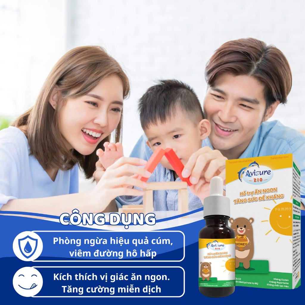 Kẽm cho bé Avisure ZiO công nghệ Mỹ giúp bé ăn ngon, tăng cường sức đề kháng vị cốm dễ uống