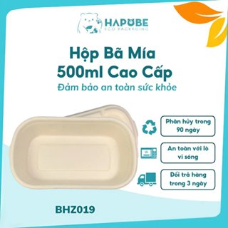 [50 Cái] Hộp Bã Mía Oval 500ml – Phân Hủy Sinh Học, An Toàn, HAPOBE