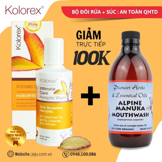 Bộ đôi Kolorex Vaginal Care Wash 100ml & Nước súc miệng Nelson Honey Alpine Manuka Mouthwash 500ml